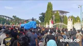 Ribuan  Massa Gelar Aksi Demo di Kantor Gubri, Menolak Direlokasi dari TNTN